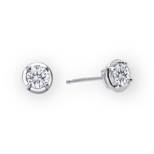 new Lassaire ᪥ Simulated Diamond Bezel Stud Earrings ᪥ Platinum Plated Silver